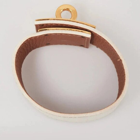 Hermes White Epsom Leather Gold Plated Kelly Dog Bracelet - Picture 3 of 6